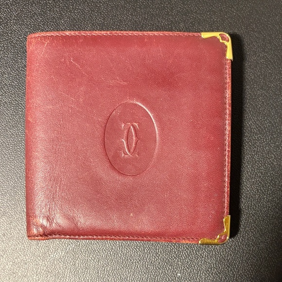 Cartier Burgundy Leather Wallet with Gold Accents - Picture 1 of 7